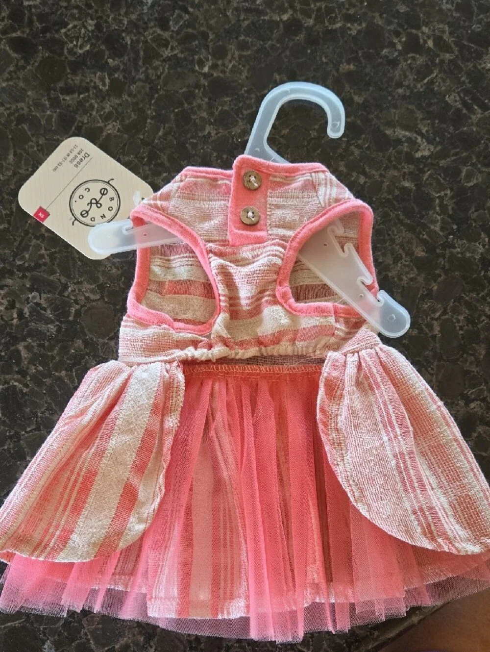 Bond & Co Pink and Cream Striped Doll Dress with Pocket